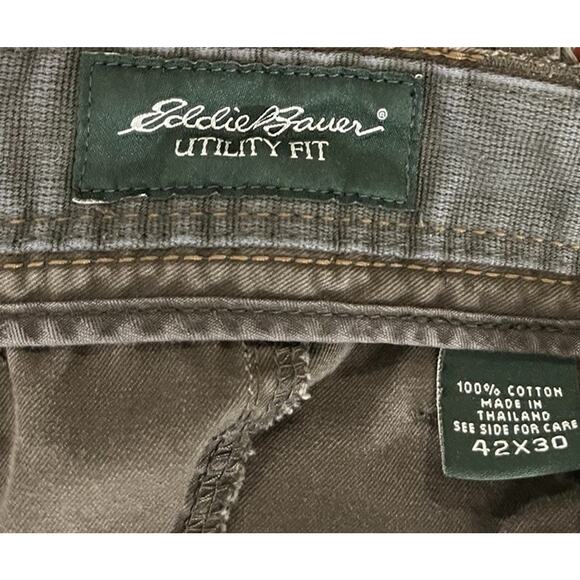 Eddie Bauer Pants Mens Utility Fit Cargo Pockets Olive Green 42x30 Military - Picture 9 of 10